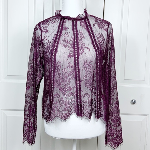 Xhilaration Tops - Purple Lace Cropped Top Small